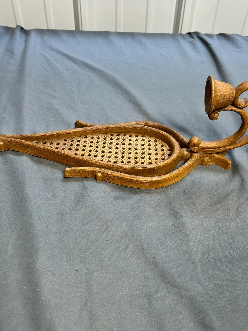 Vintage HOMCO Resin Ratan Candleholder Wall Decor MCM Cottagecore 1981